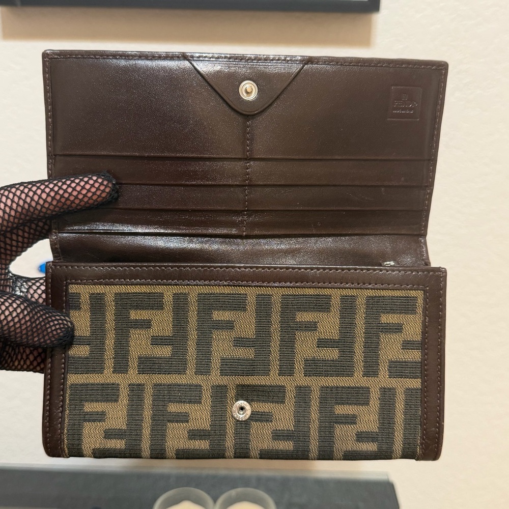 FENDI Zucca Canvas Leather Long Bifold Wallet - Picture 3 of 8